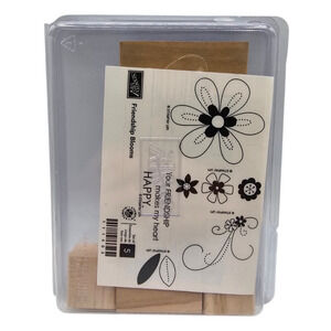 Stampin Up Wood Mount Rubber Stamp Set Crafting Friendship Blooms